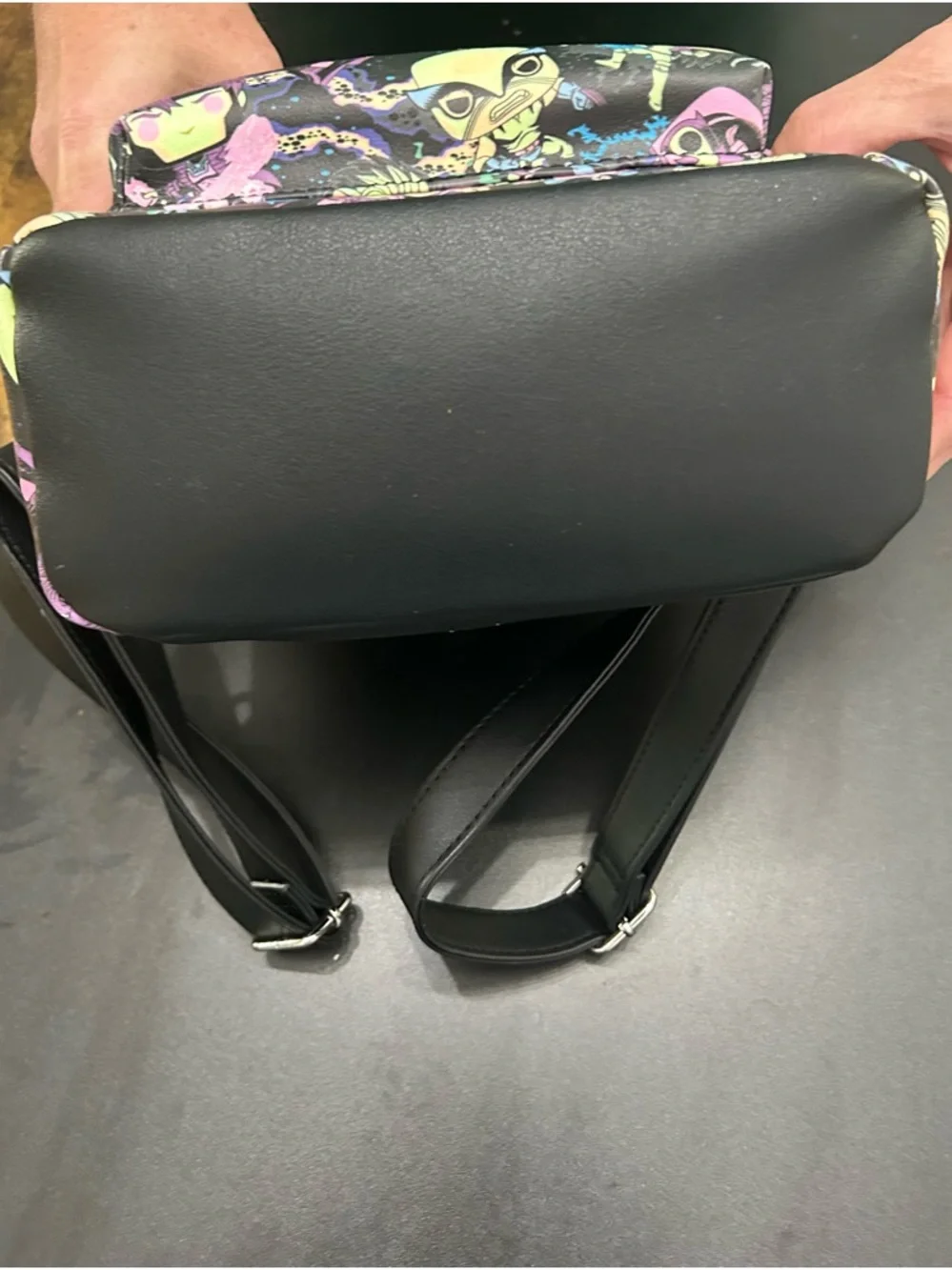 MARVEL & FUNKO Backpack in Black with Pastel Purple Pink Mint Characters NWT - Picture 3 of 5